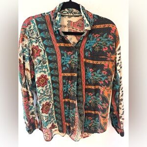 Boho/western Patterned  Button-Up Shirt